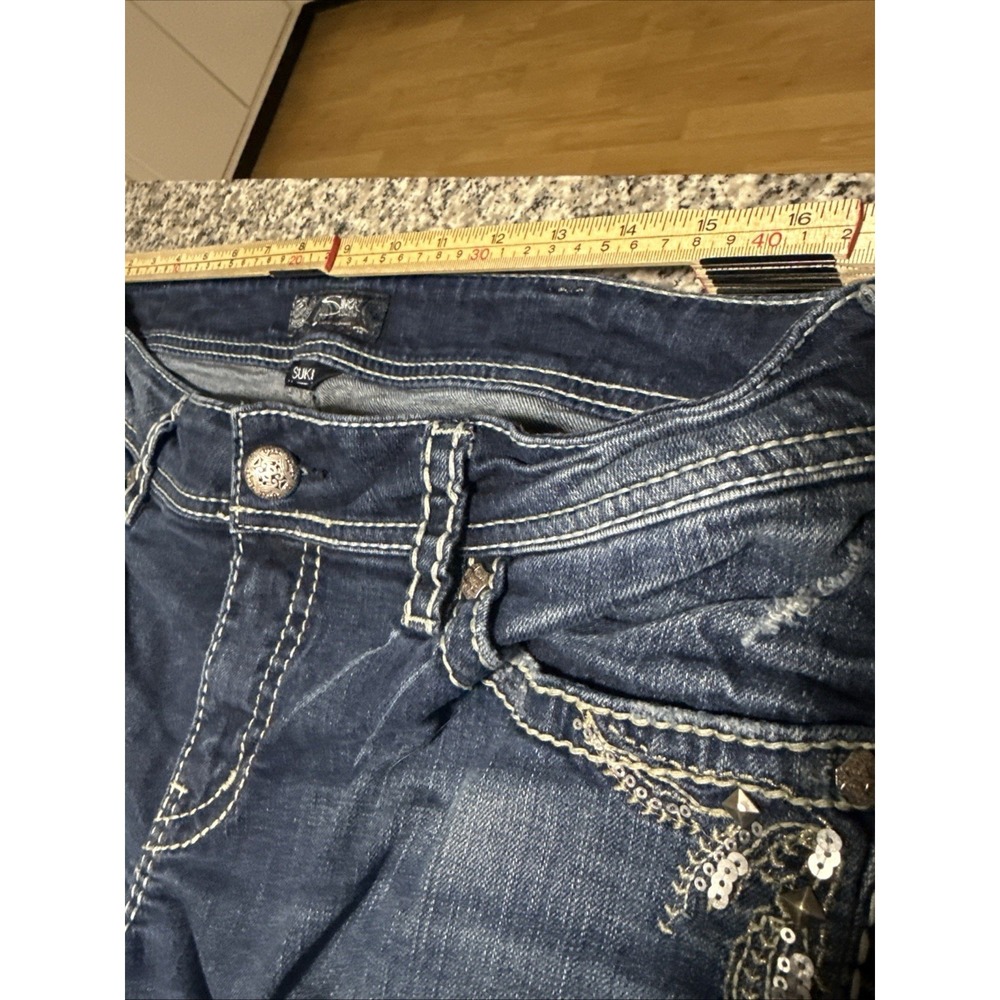 Silver Jeans Suki Flare Sz‎ 16/32 Sequins Distressed